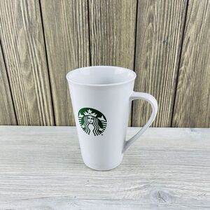Starbucks Tall Ceramic Coffee Cup Mug 14.67 Oz/434ml  White Green Siren Mermaid